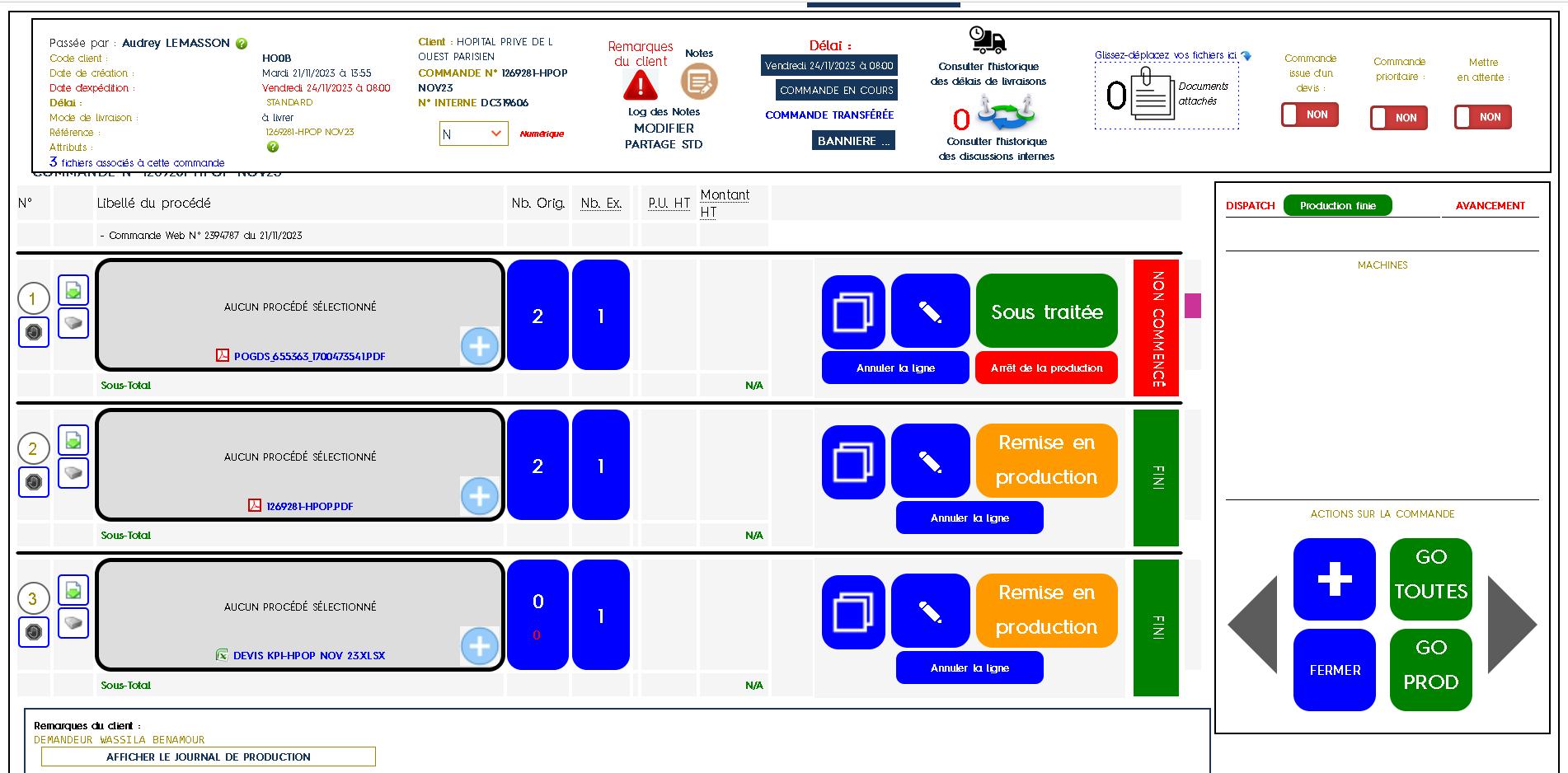 Implémentation d’une interface de gestion de production pour les ateliers
