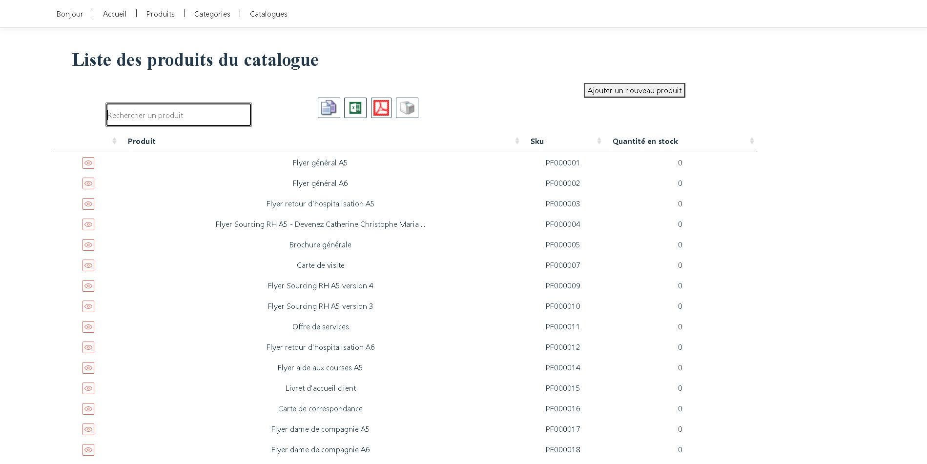 Implémentation d’un site de gestion du catalogue des produits de la société
