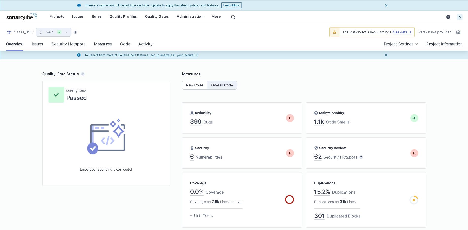 Mise en place de serveurs SonarQube pour le suivi de la qualité de code source