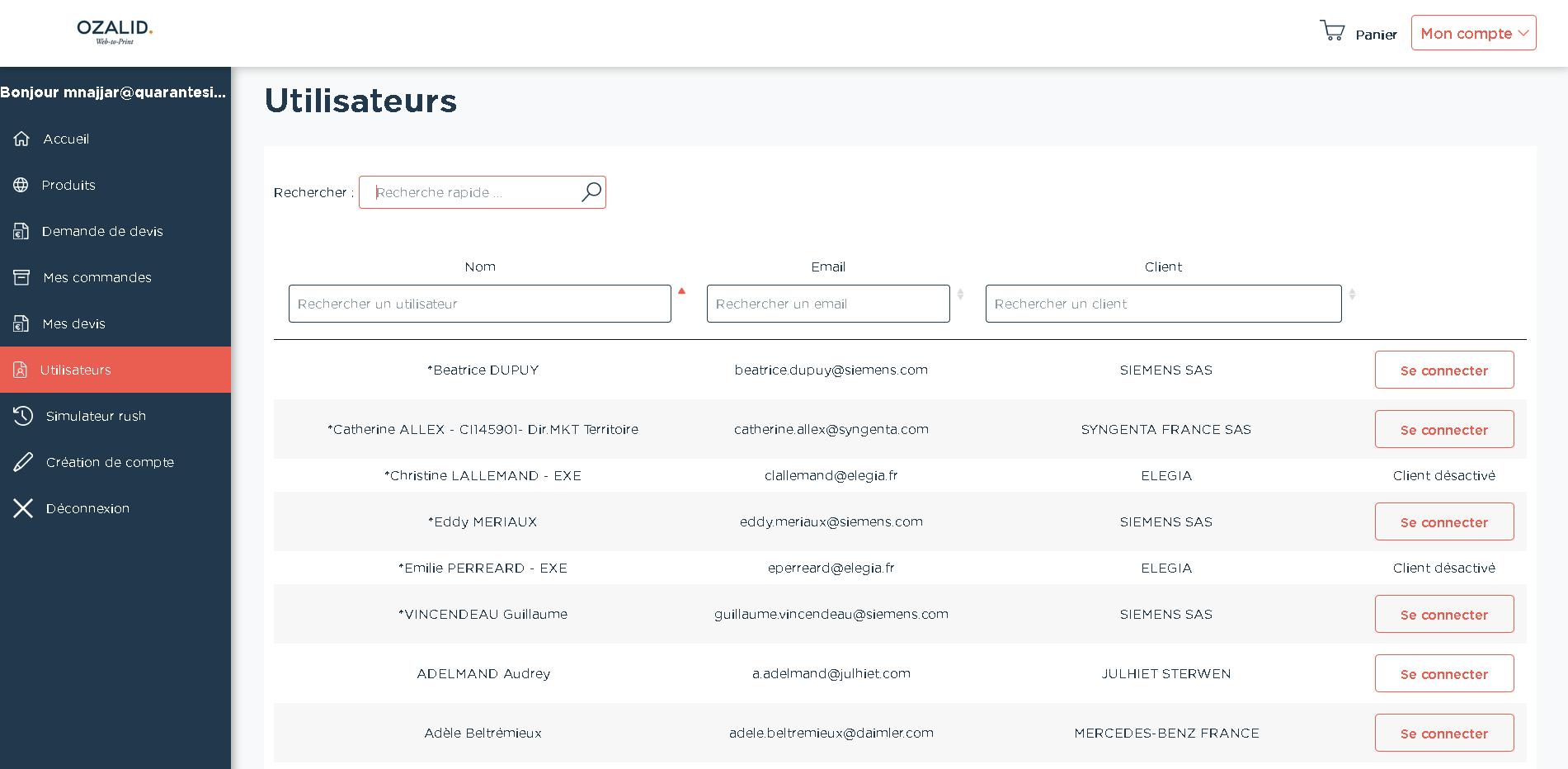 Implémentation de l’ impersonation sur la plateforme