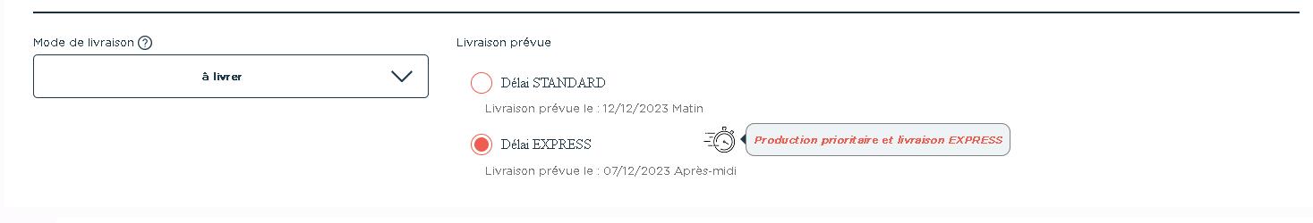 Implémentation du mode RUSH pour commander avec production prioritaire et livraison express