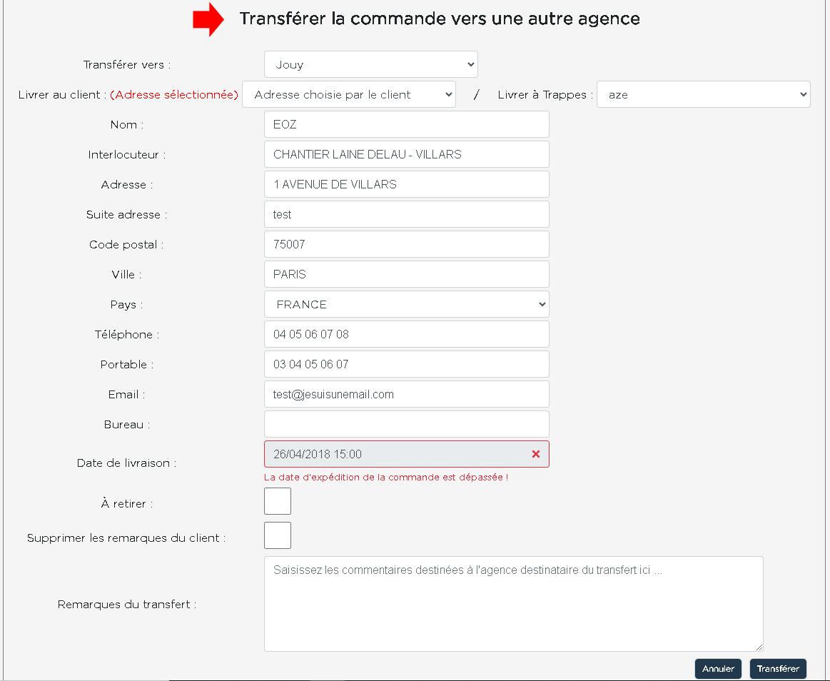 Implémentation de la sous-traitance des commandes d’un centre de production vers un autre