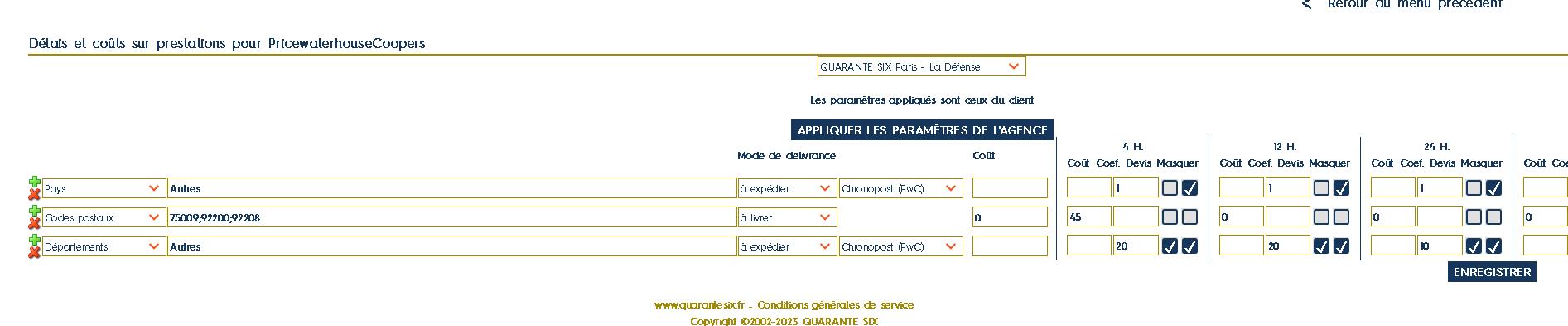 Mise en place d’un système de calcul des modes de livraisons et de tarification de livraison spécifiques par client