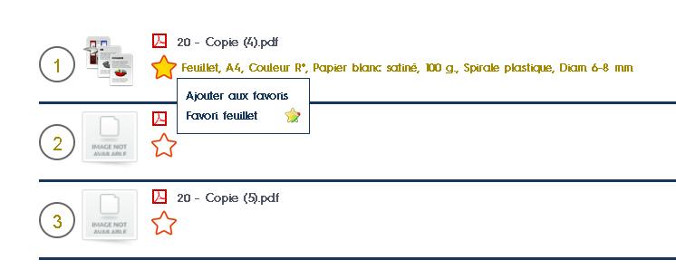 Implémentation de la sélection de travaux favoris permettant de sélectionner la prestation à réaliser en un seul clic