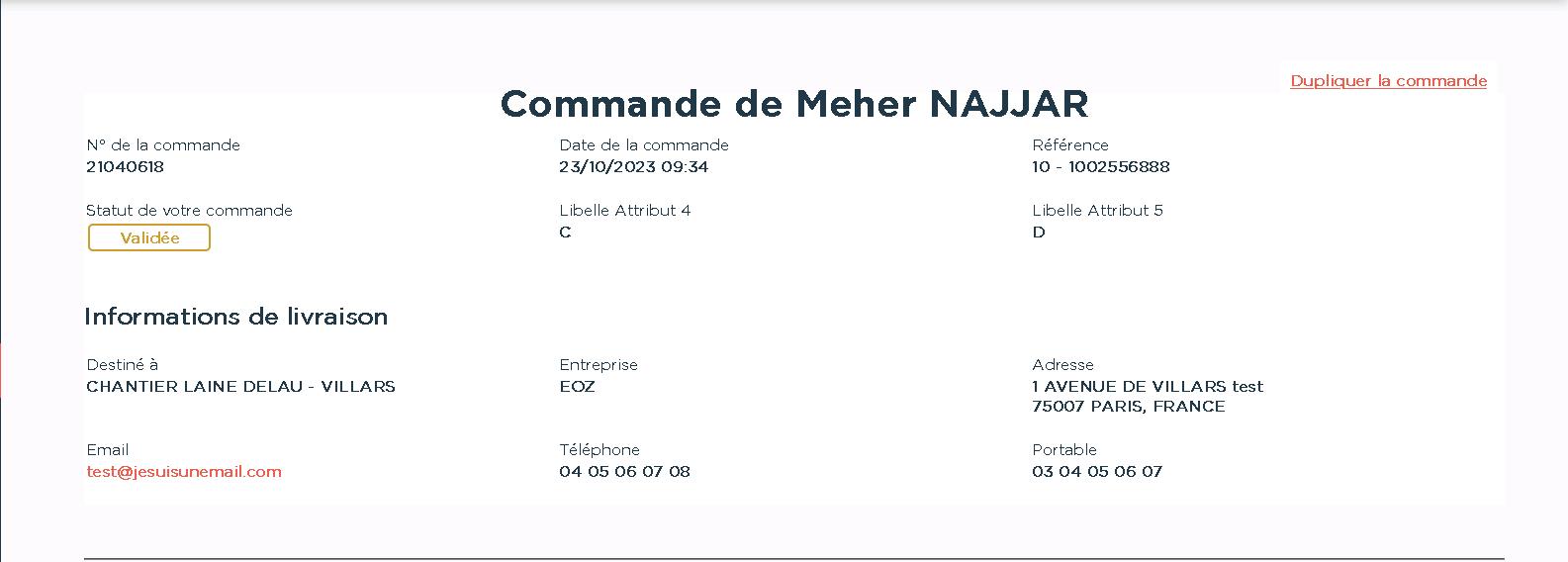 Implémentation de la sauvegarde, restitution et copie des commandes