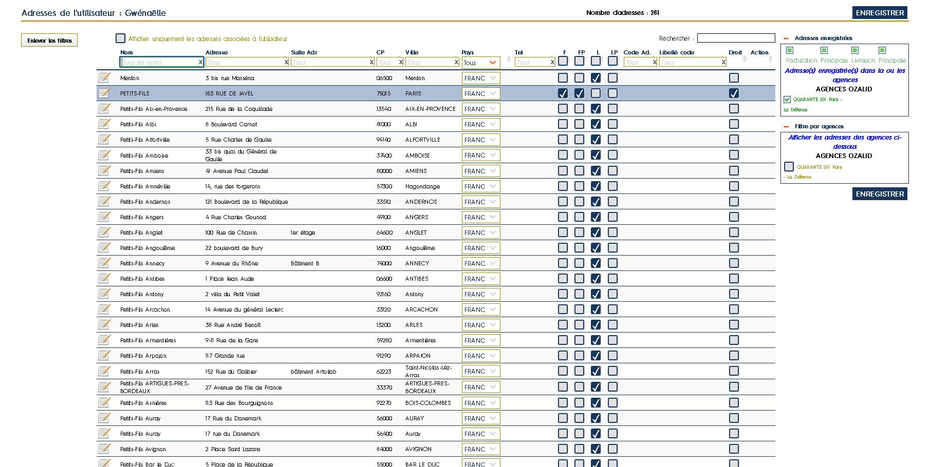Création d’un système permettant l’accès filté aux adresses de livraison et de facturation des client en attribuant des droits d’accès différents pour chaque utilisateur du compte client