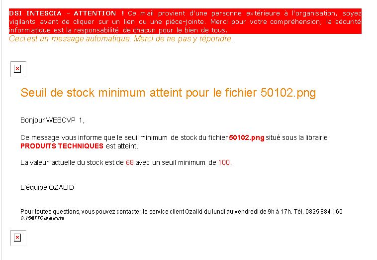 Implémentation d’un système d’alerte par email pour avertir que les quantité des produits préfabriqués en stock ont atteint la quantité minimale afin de décalancher le réapprovisionnement